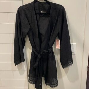 NWT black lace robe